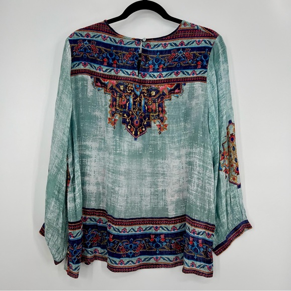 * New Anthropologie Vineet Bahl Prudence Blouse Top Embroidered Paisley Floral L - Picture 7 of 10